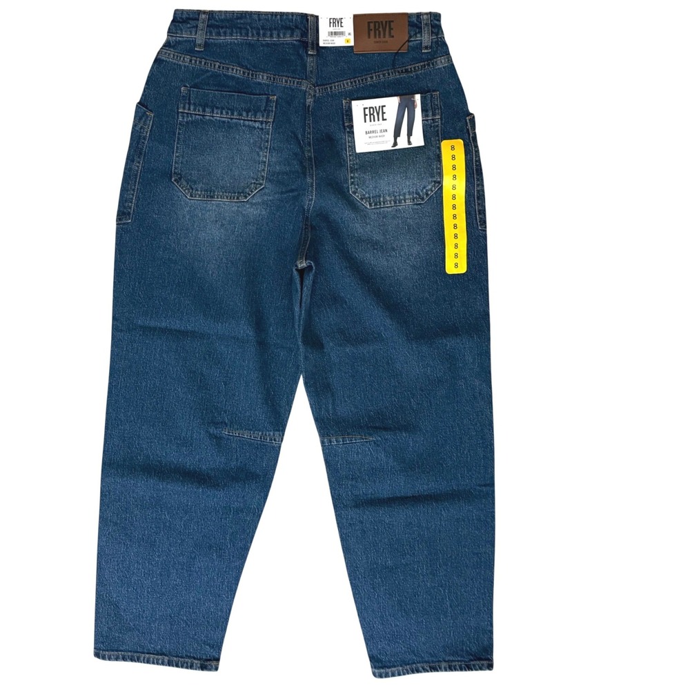 New Frye Barrel Jean Women Size 8 Medium Wash High Rise Curved Wide Leg Denim - Picture 8 of 16
